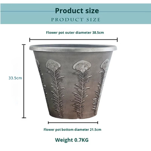 Queen Series Vintage Metal Color Potted Embossed <strong>Fish</strong> Bone Feather Flower <strong>Pot</strong> Distressed Plastic Thickened Floor-Standing - Product Image 5