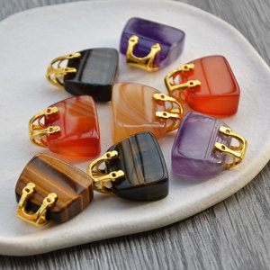 Amuletos de Piedra de Cristal Natural de 20 mm o Más, Colgante de Amatista, Ágata y Ojo de Tigre, Joyería Decorativa para Uso Diario - Product Image 1