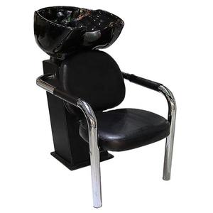 Silla de champú portátil para lavabo negro, características de masaje, uso versátil, peluquería de cuero sintético, taller de baño, barbería - Product Image 3