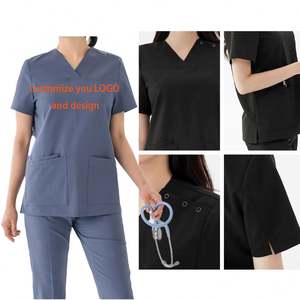 Uniformes Médicos de Punto Blanco a la Moda, Conjuntos de 2 Piezas, Personalizados al por Mayor - Product Image 1