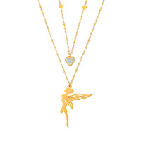 N0582 moda 18K chapado en oro de acero inoxidable joyería circón diamante collar Ángel colgante collar para mujer