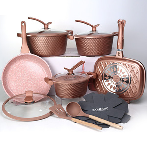 Juego de utensilios de cocina Donnor Diamond Series de 15 piezas, ollas, sartenes y woks antiadherentes de granito para la cocina del hogar. - Product Image 1