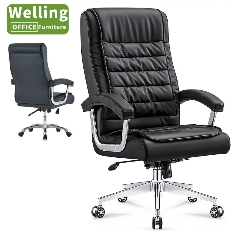 China Manufacture Manager High Black Office Chair Leather Swivel Executive Office Chairs for Office Furniture Chair