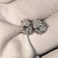 Boucles d'oreilles personnalisées en argent 925 plaqué rhodium avec diamants Moissanite taille poire couleur D VVS certifiés GRA