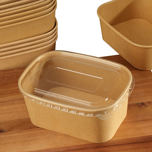 Contenitori Alimentari in Carta Kraft Pronti all'Uso da 580ml, 650ml, 750ml, 1000ml, Scatole Rettangolari Monouso con Coperchio - Product Image 4