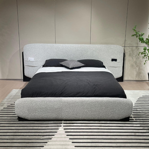 Gainsville Furniture 1.8m Solid Wood <strong>Double</strong> <strong>Bed</strong> Italian Minimalist <strong>Cream</strong> Master Bedroom Modern Fabric <strong>Bed</strong> with Soft Style Frame - Product Image 5