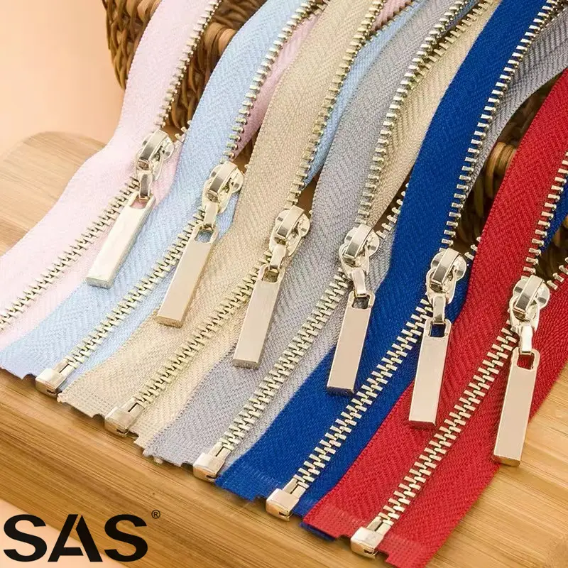SAS Best Selling Produtos na China Vestuário Zip Sacos Jaqueta De Ouro De Metal Personalizado De Latão De Metal Zipper