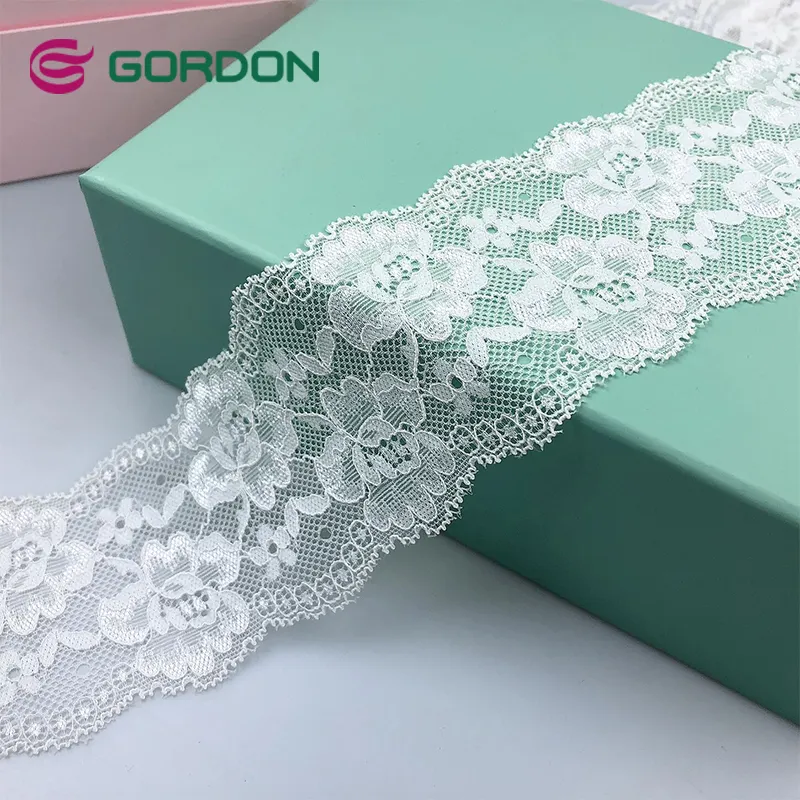 Gordon pita renda elastis untuk pakaian dalam putih nilon Lycra renda Lyrca bergaya