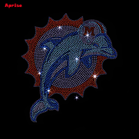 Motif dauphins, strass, motifs Miami Dolphins, modèles de strass, garnitures, appliques pour tissu
