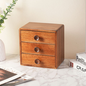 デスクトップタイプのリビングルーム寝室用モダンシンプルデザイン12L容量収納雑貨木製ジュエリーボックス引き出し - Product Image 3