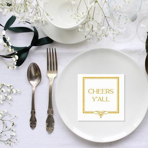 Serviettes en papier jetables imprimées personnalisées avec logo, dorées, pour cocktails, mariages, dîners - Product Image 2