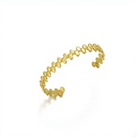 Bracelet manchette ouvert en or 18 carats, disque ovale lisse, empilable, bracelet minimaliste en métal texturé pour femme, bijou quotidien