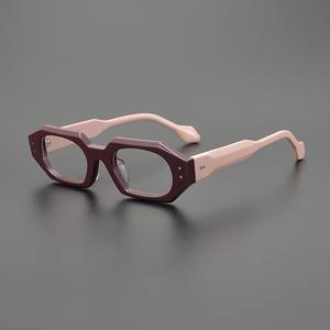 Monture de lunettes de vue unisexe haut de gamme en acétate, carrée, à monture complète, couleur bonbon rétro, faite à la main, à bord large, anti-lumière bleue, à changement de couleur - Product Image 4