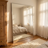 Miroir pleine longueur minimaliste moderne en acier inoxydable haut de gamme, ultra-clair et amincissant, pour magasins de vêtements