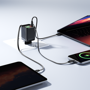 OEM Dual Retractable Wall Charger 65w Fast Charger <b>Adapter</b> Universal Quick Charger gan multi charger with in built cable - Product Image 5