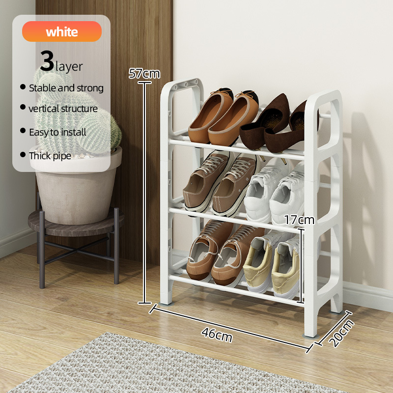 Étagère à chaussures inclinée à 3 niveaux, entièrement blanche, de 45 cm de long