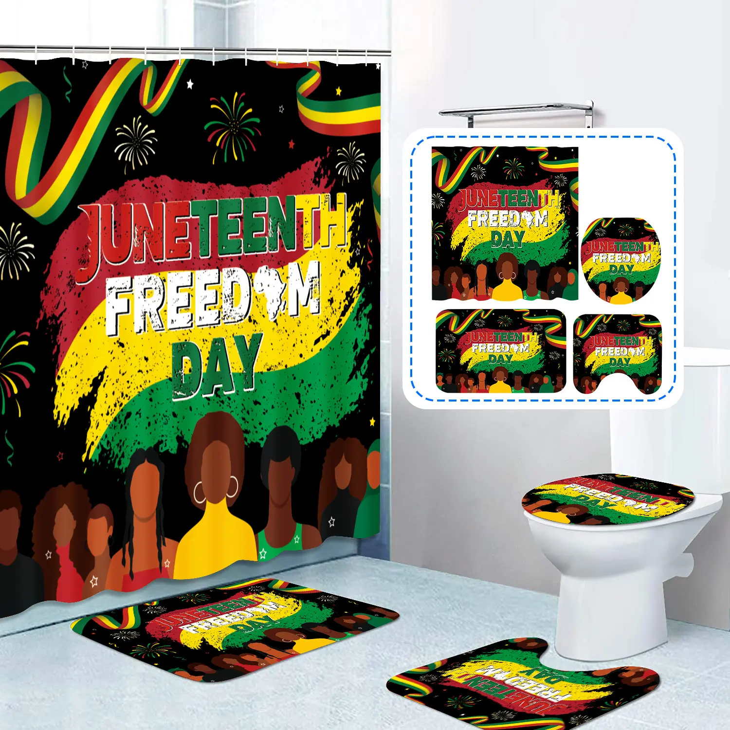 June Festival Shower Curtain Holiday Decor Custom Photo pattern LOGO waterproof shower curtain bathroom shower curtain with mats