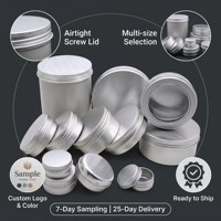 Boîtes rondes en aluminium avec couvercle à vis et fenêtre, vente en gros |   Boîtes métalliques hermétiques de qualité alimentaire pour l'emballage de cosmétiques et d'aliments