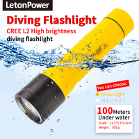 Lampe de plongée industrielle rechargeable P100 IP68 étanche 200-300M 1800 Lumens 5500K LED à faisceau spot pour la plongée sous-marine