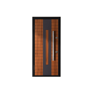 <span class=keywords><strong>Porte</strong></span> d'entrée extérieure personnalisable en acier avec finition bois et garniture en aluminium, anti-effraction, pour maison, villa, appartement - Product Image 1