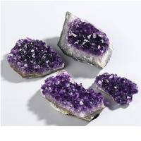 Géode d'améthyste naturelle en vrac d'Uruguay, taille aléatoire, avec grappe de drusy, pierre violette de guérison, cadeaux pour la décoration intérieure et le Feng Shui