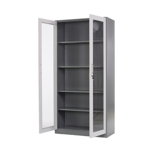 2 Đu Cửa Kính Tủ Thép Không Gỉ Với 4 Kệ Có Thể Điều Chỉnh Và Tay Cầm Bằng Nhựa Khóa - Product Image 2