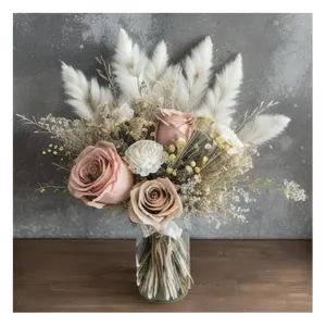 Dry Preserved Real Flowers Bouquet table centerpiece small vase filler pampass grass mixed Preserved Rose Dried Flowers Bouquet