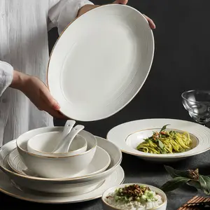Embossed 3D Modern Blue White Porcelain Concave-convex Dishes Bowl China Ceramic Creative Dinnerware Plates Set