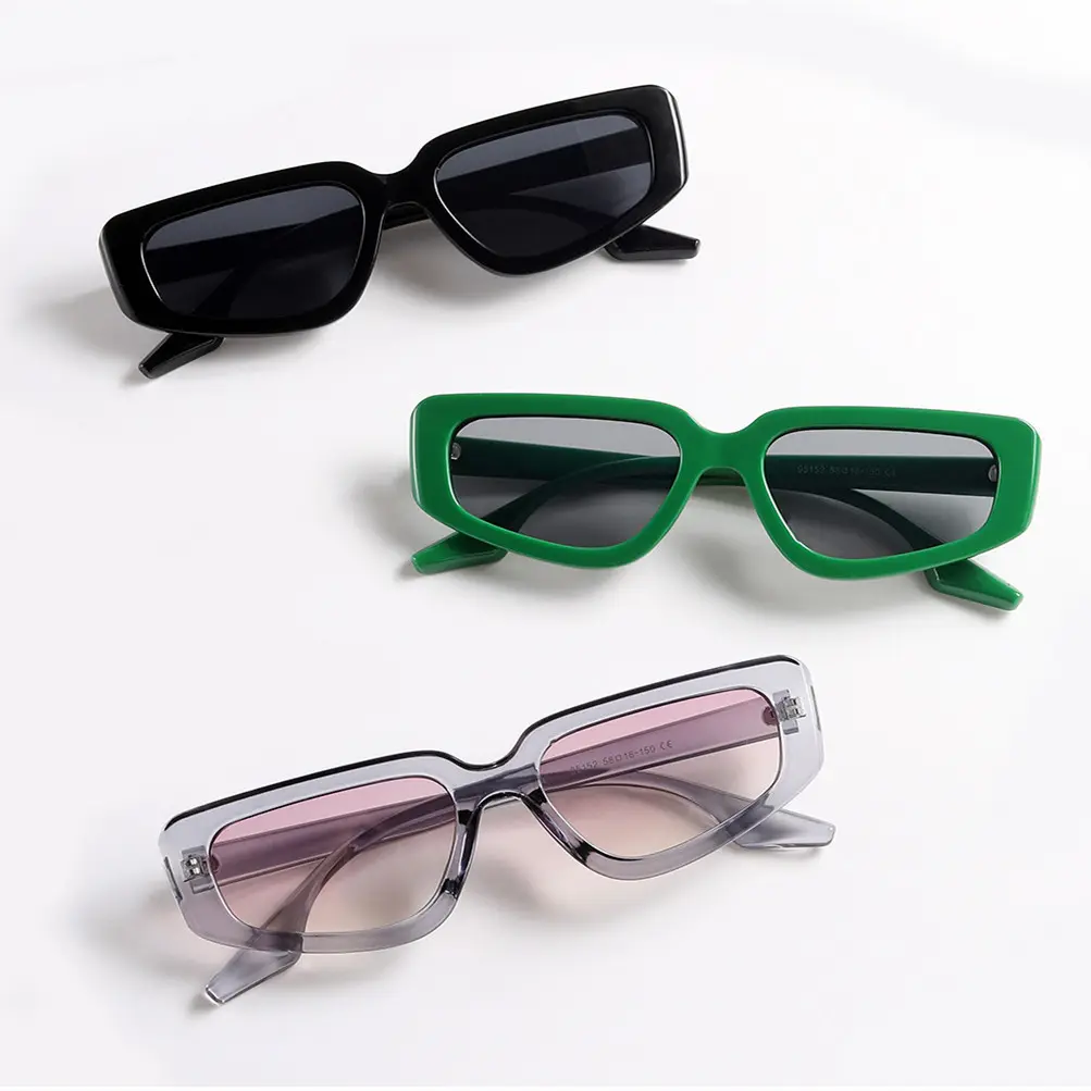 Nouvelle mode hip pop clair carré oeil de chat femmes lunettes de soleil femme marque petites lunettes de soleil vert rose noir