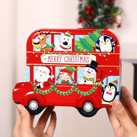 Boîte de rangement artisanale en aluminium en forme de voiture de Noël Mystique Arts, écologique, recyclable, rouge, pour bonbons et biscuits, idéale comme cadeau