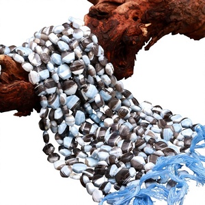 Cuentas de Ópalo Boulder Azul Natural Talladas en Hexágono 11x12mm, Venta al por Mayor, Cuentas de Piedra Preciosa de Ópalo Boulder para Joyería, Hilo de 13 Pulgadas - Product Image 1