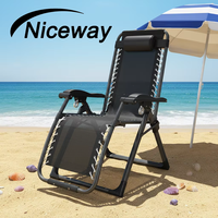 Chaise de plage pliable en gros avec système de verrouillage, chaise de jardin pliable réglable pour l'extérieur
