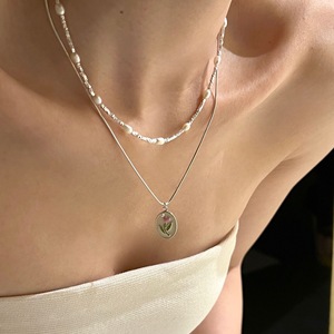Collar con colgante de flor de tulipán, plata de ley S925, cadena elegante para clavícula, regalo para mujer, joyería de moda - Product Image 3