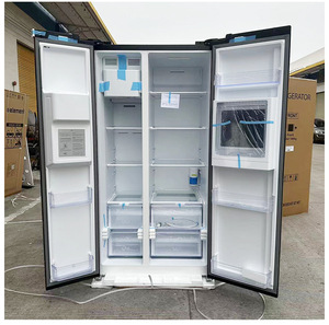 <span class=keywords><strong>Réfrigérateur</strong></span> en acier inoxydable à double <span class=keywords><strong>porte</strong></span> côte à côte noir <span class=keywords><strong>Distributeur</strong></span> d'eau pour machine à glaçons Capacité de 613L Installation portable Français - Product Image 3