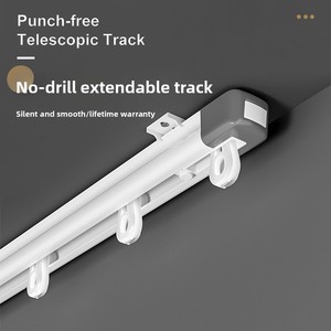 Poulies de rail de rideau en alliage d'aluminium, <span class=keywords><strong>sans</strong></span> <span class=keywords><strong>perçage</strong></span>, à fixation par crochet, <span class=keywords><strong>pour</strong></span> fenêtre en <span class=keywords><strong>baie</strong></span>, à double rail, télescopiques, <span class=keywords><strong>pour</strong></span> <span class=keywords><strong>tringle</strong></span> romaine lisse - Product Image 5