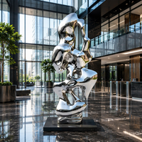 Sculpture Moderne Abstraite en Acier Inoxydable Poli Effet Miroir, Taille et Couleur Personnalisables, Ornement Métallique pour Jardin Extérieur