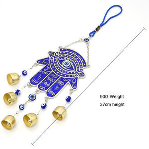 <strong>Blue</strong> Devil's Eye Metal Palm Wind <strong>Bell</strong> Pendant Greek Turkiye <strong>Blue</strong> Eye Jewelry Figurine Wall Decoration Casting Technique - Product Image 3