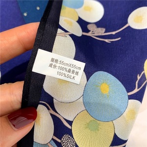 Silk Bandana Custom Logo 100% Mulberry Silk Floral Printed Summer Small Square Neck Scarf Headscarf Factory Wholesale - Product Image 5