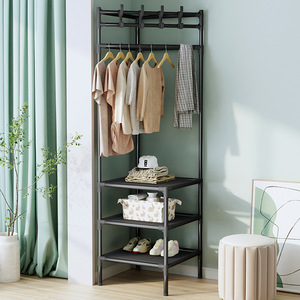 Clothes Rack With Shelf Space Saving <b>Standing</b> Type Rectangle Carbon Steel For Living Room Bedroom Clothing Organizer - Product Image 2