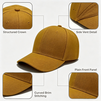 Casquette de baseball unie vierge en gros, 6 panneaux, broderie à la main, motif à pois, unisexe, réglable, structurée
