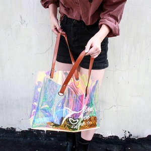 Bolsas de Compras Personalizadas Boshiho con Logotipo, Bolso de Mano Impermeable de PVC TPU, Transparente, Holográfico, Láser, Lavable, Bolso Tote - Product Image 5