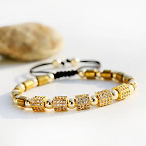 Bracelets de charme ajustables en macramé hexagonal transparent en zircon de luxe 3 couleurs pour hommes et femmes - Product Image 5