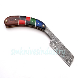 <b>Sm</b> Knives Handmade Damascus Straight Shaving Razor with Leather Sheath Personalization Model <b>Sm</b> 4 (sm4) - Product Image 2