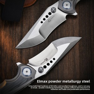 Cuchillo Plegable PioneerEDC <span class=keywords><strong>ELMAX</strong></span> de Aleación de Titanio con Hoja Lisa para Exteriores, 23CM, para Supervivencia en la Naturaleza, Camping y Uso Portátil - Product Image 3