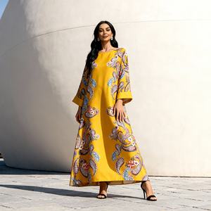 Abaya élégante en polyester imprimé de luxe pour femmes musulmanes, robe de soirée personnalisée, fournisseur en gros, OEM - Product Image 3