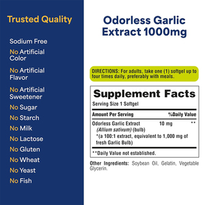 Fabricant de suppléments d'ail inodore en gros, 1000 mg équivalent, santé cardiaque, 250 gélules d'ail à libération rapide - Product Image 3