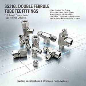 Raccordi per Tubi a Doppia Ferula SS316L, Unioni, Tee, Gomiti, Raccordi Diritti per Tubazioni di Gas Speciali, Laboratori e Strumenti ad Alta Pressione nel Settore dei Semiconduttori - Product Image 1