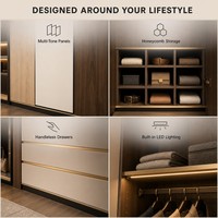 Lemari Pakaian Modern Kayu Custom Smart Wall Sistem Lemari Pakaian Italia Walk-in Closet Kabinet Kayu Furnitur untuk Kamar Tidur