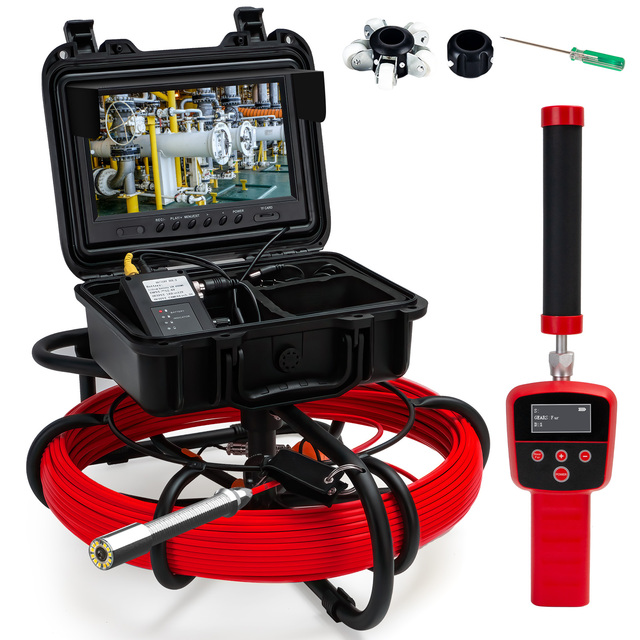 512Hz Sonde Receiver Self Leveling Pipe for Pipe Location Endoscope 23mm Drain Sewer Pipe Drain Camera with SD Card 16GB &WIFI