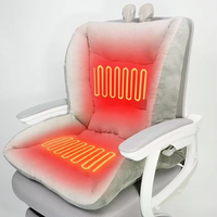Coussin chauffant USB en coton peluche pour chaise de bureau à dossier haut, avec support lombaire, température réglable et amovible